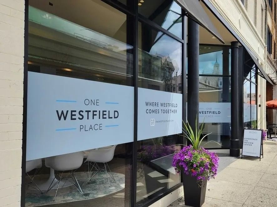 The One Westfield Place preview center storefront in downtown Westfield